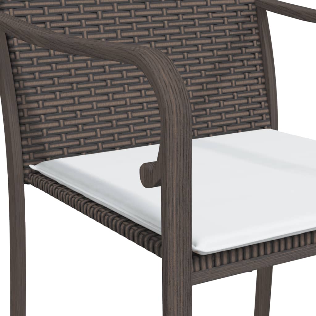 Sedie da Giardino con Cuscini 4pz Marroni 56x59x84cm Polyrattan - homemem39