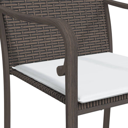 Sedie da Giardino con Cuscini 4pz Marroni 56x59x84cm Polyrattan - homemem39