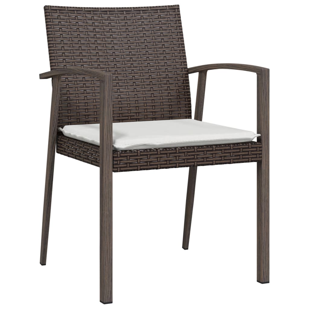Sedie Giardino con Cuscini 4pz Marroni 56,5x57x83 cm Polyrattan - homemem39