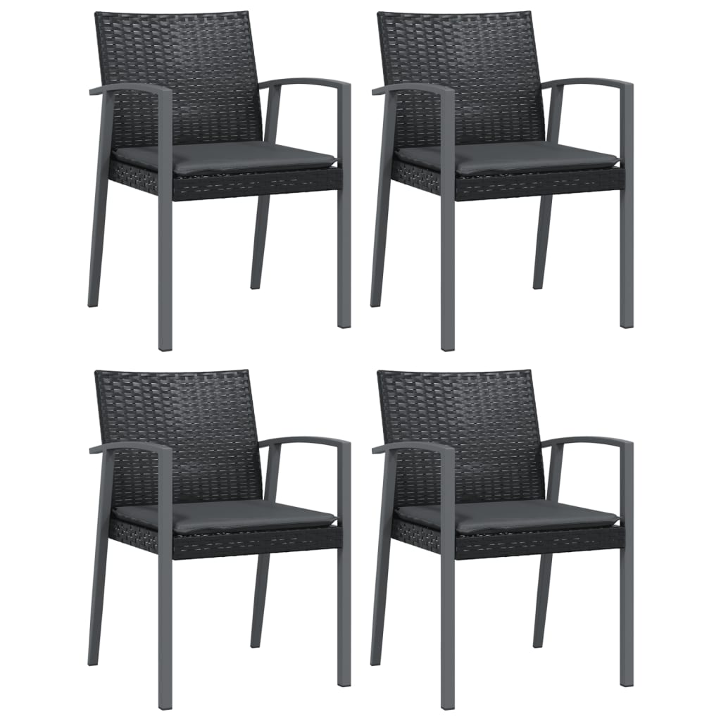 Sedie da Giardino con Cuscini 4pz Nere 56,5x57x83 cm Polyrattan | homemem39
