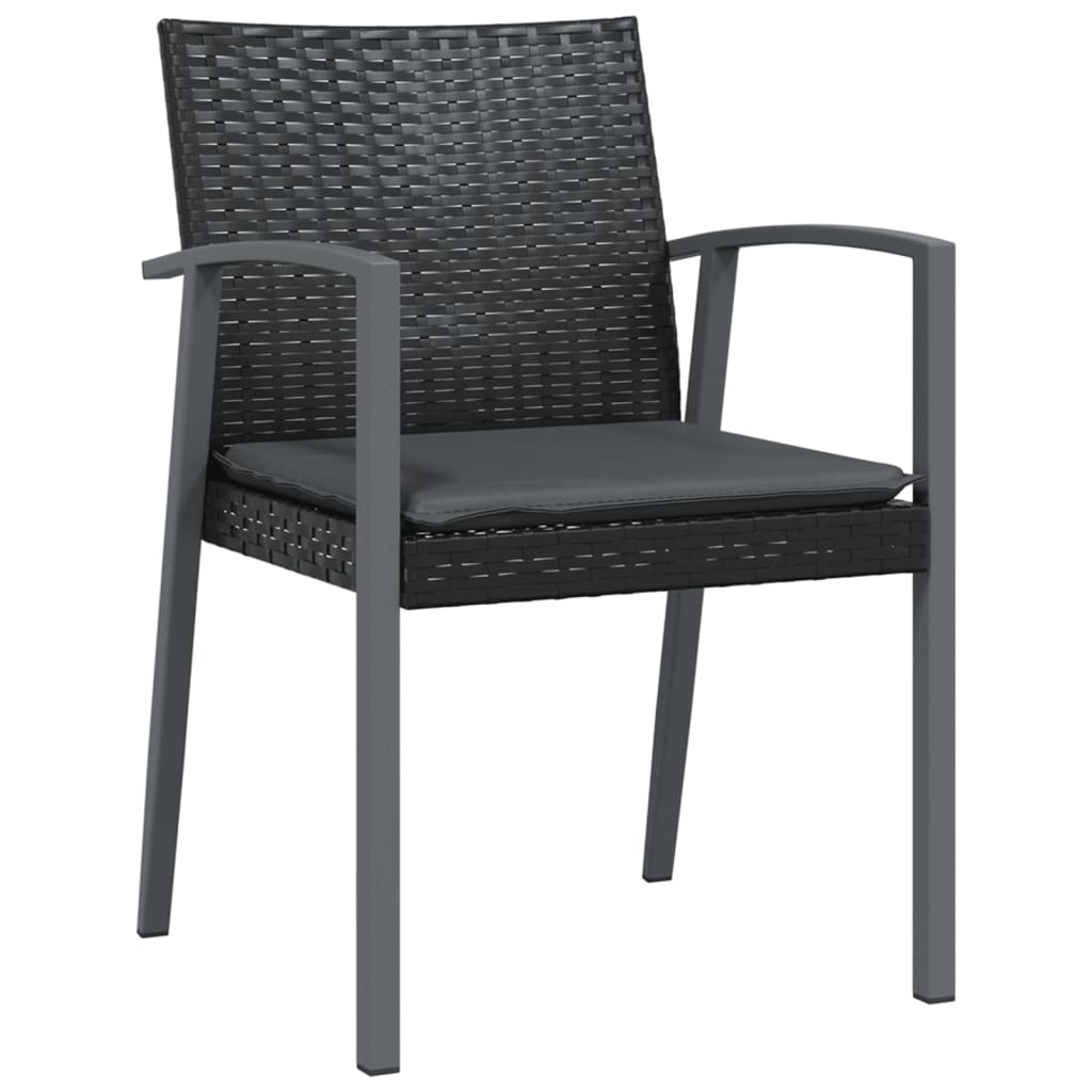 Sedie da Giardino con Cuscini 4pz Nere 56,5x57x83 cm Polyrattan - homemem39