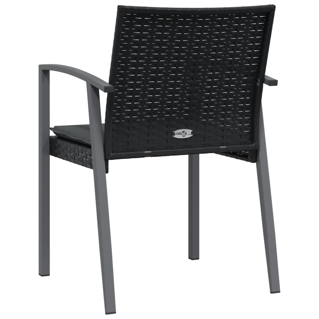 Sedie da Giardino con Cuscini 4pz Nere 56,5x57x83 cm Polyrattan - homemem39