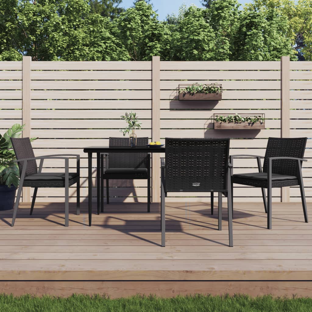 Sedie da Giardino con Cuscini 4pz Nere 56,5x57x83 cm Polyrattan - homemem39