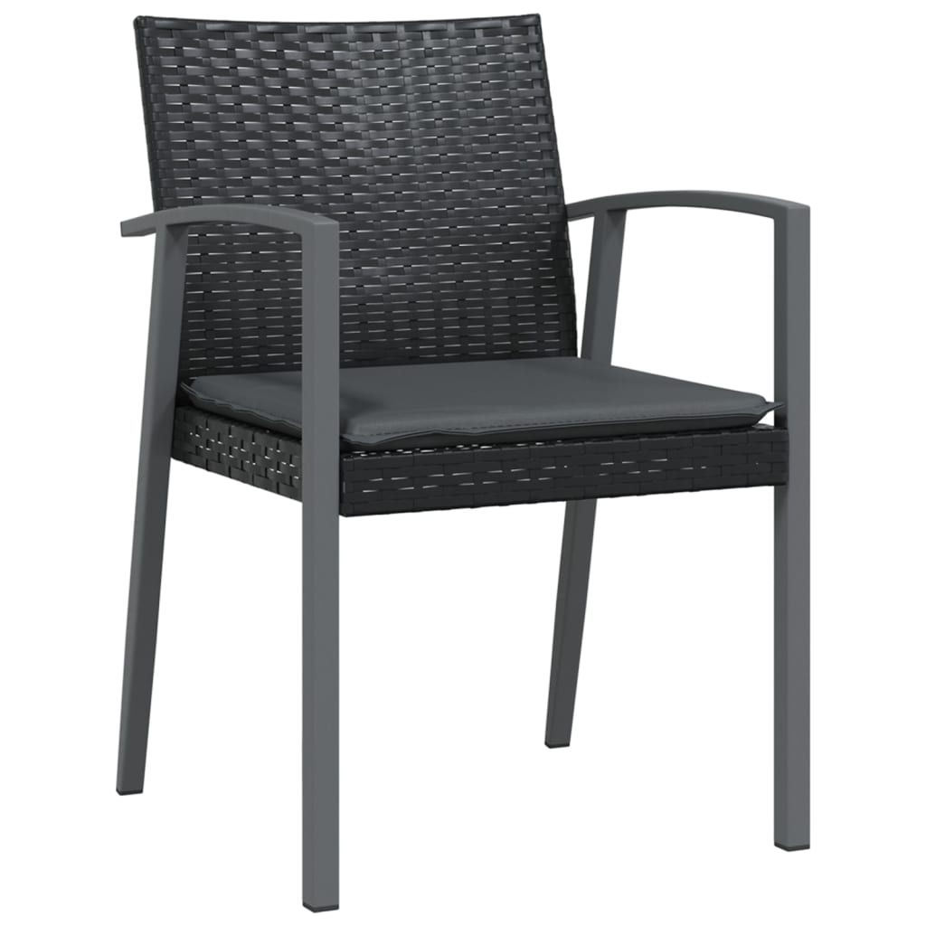 Sedie da Giardino con Cuscini 6pz Nere 56,5x57x83 cm Polyrattan - homemem39