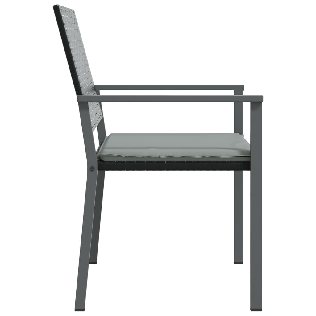 Sedie da Giardino con Cuscini 4pz Nere 54x62,5x89 cm Polyrattan - homemem39
