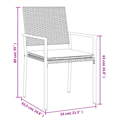 Sedie da Giardino con Cuscini 4pz Nere 54x62,5x89 cm Polyrattan - homemem39