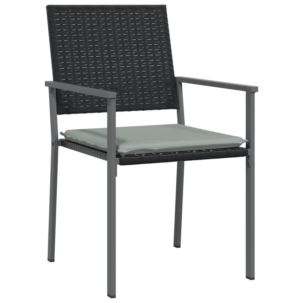 Sedie da Giardino con Cuscini 6pz Nere 54x62,5x89 cm Polyrattan - homemem39