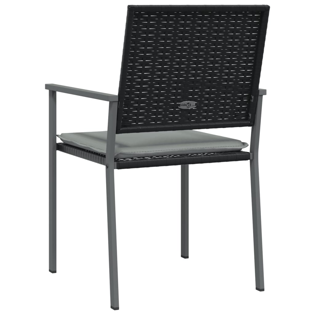 Sedie da Giardino con Cuscini 6pz Nere 54x62,5x89 cm Polyrattan - homemem39
