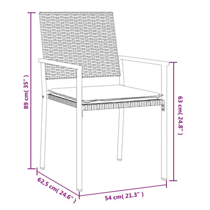 Sedie da Giardino con Cuscini 6pz Nere 54x62,5x89 cm Polyrattan - homemem39