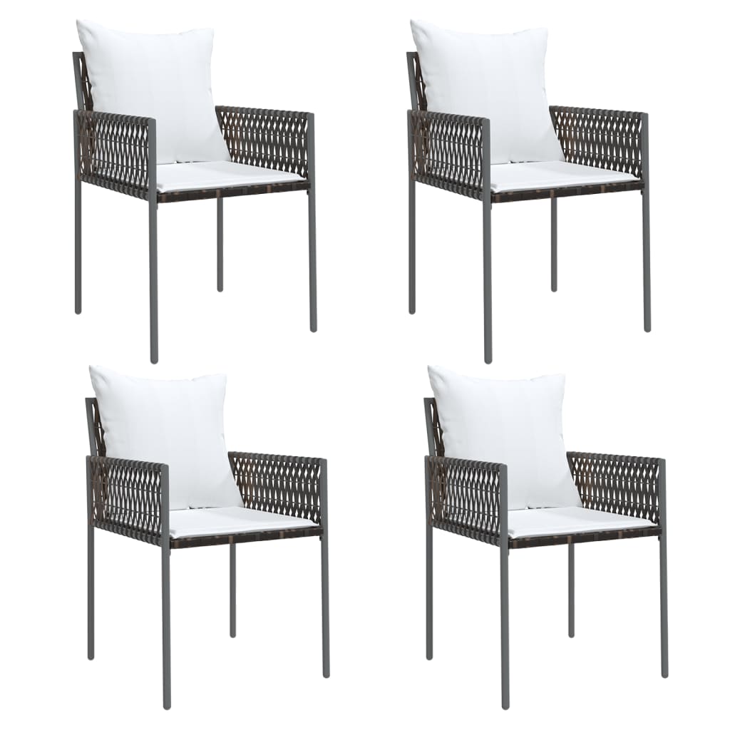 Sedie da Giardino con Cuscini 4pz Marroni 54x61x83cm Polyrattan - homemem39
