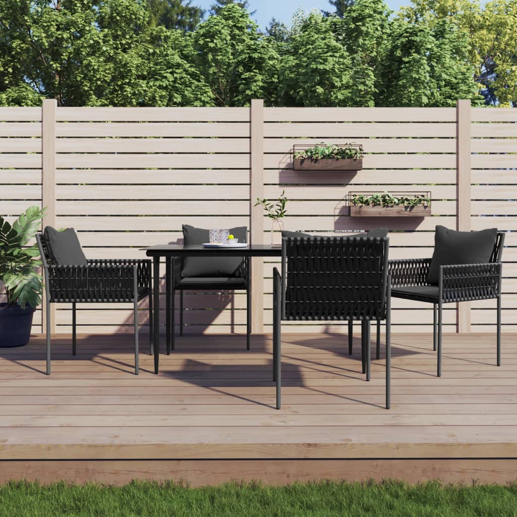 Sedie da Giardino con Cuscini 4pz Nere 54x61x83cm in Polyrattan - homemem39