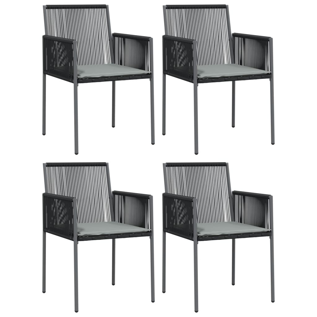 Sedie Giardino con Cuscini 4 pz Nere 54x60,5x83,5 cm Polyrattan - homemem39