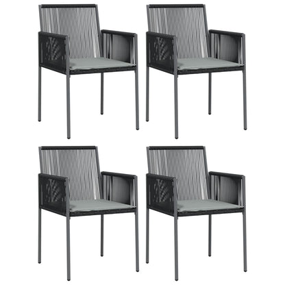 Sedie Giardino con Cuscini 4 pz Nere 54x60,5x83,5 cm Polyrattan - homemem39