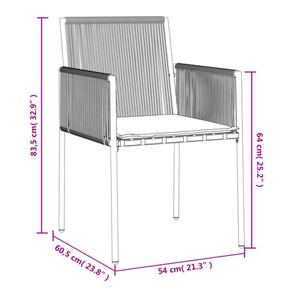 Sedie Giardino con Cuscini 6 pz Nere 54x60,5x83,5 cm Polyrattan - homemem39