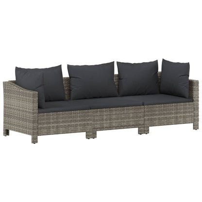Set Divani da Giardino 3 pz con Cuscini in Polyrattan Grigio - homemem39