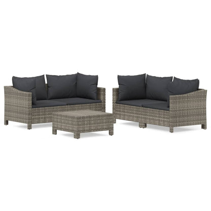 Set Divani da Giardino 5 pz con Cuscini in Polyrattan Grigio - homemem39