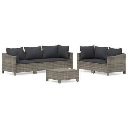 Set Divani da Giardino 6 pz con Cuscini in Polyrattan Grigio | homemem39