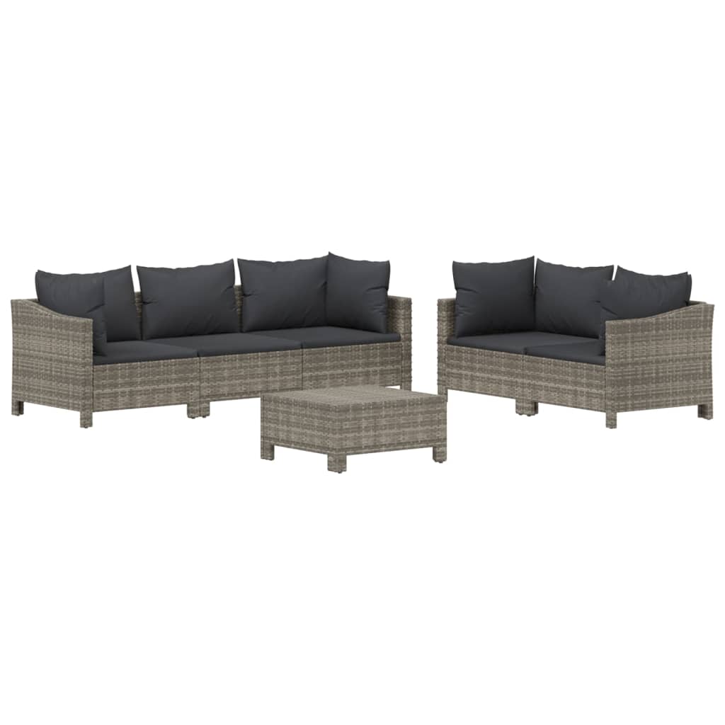 Set Divani da Giardino 6 pz con Cuscini in Polyrattan Grigio - homemem39