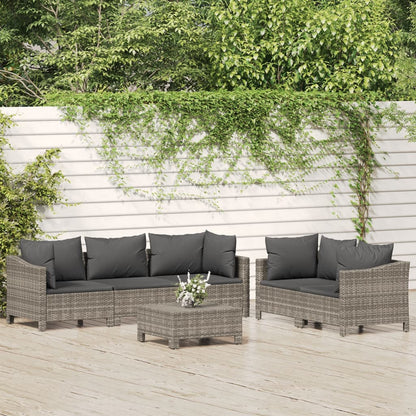 Set Divani da Giardino 6 pz con Cuscini in Polyrattan Grigio | homemem39
