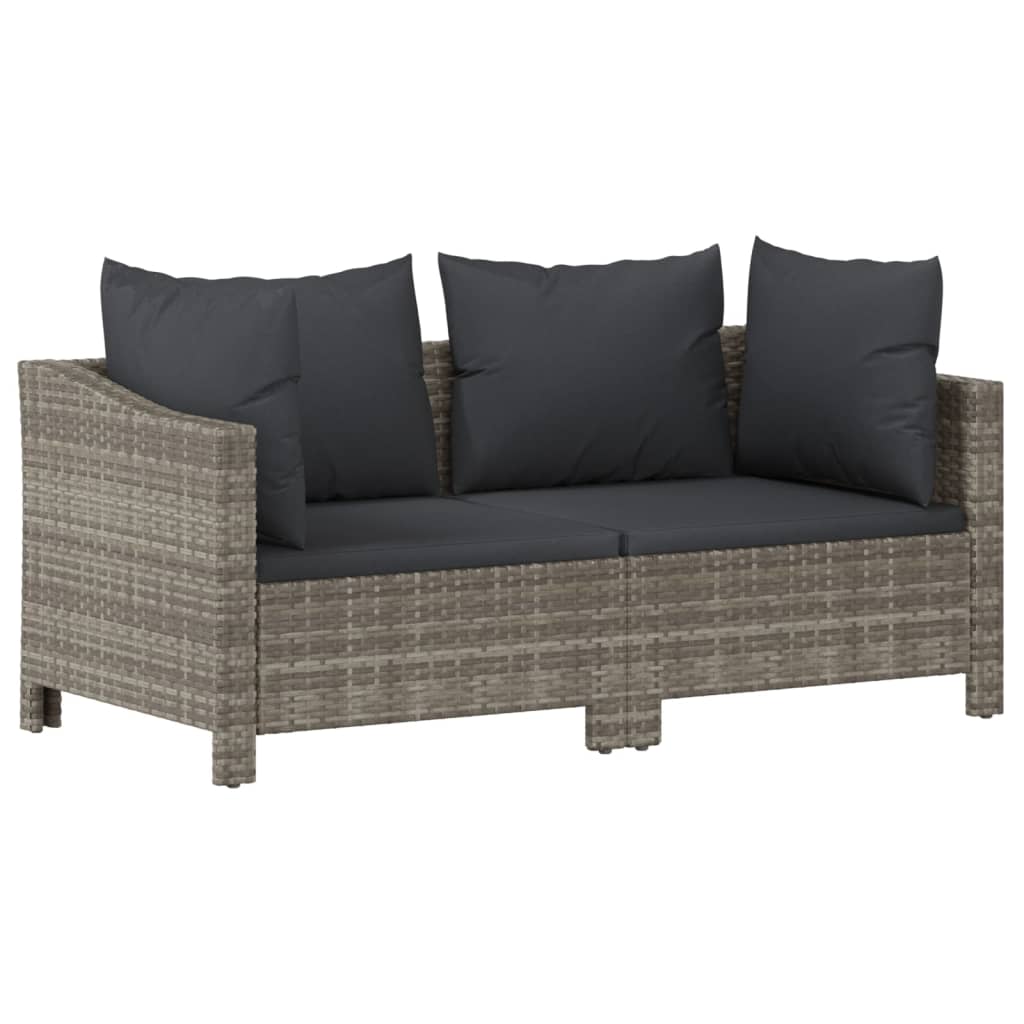 Set Divani da Giardino 7 pz con Cuscini in Polyrattan Grigio | homemem39