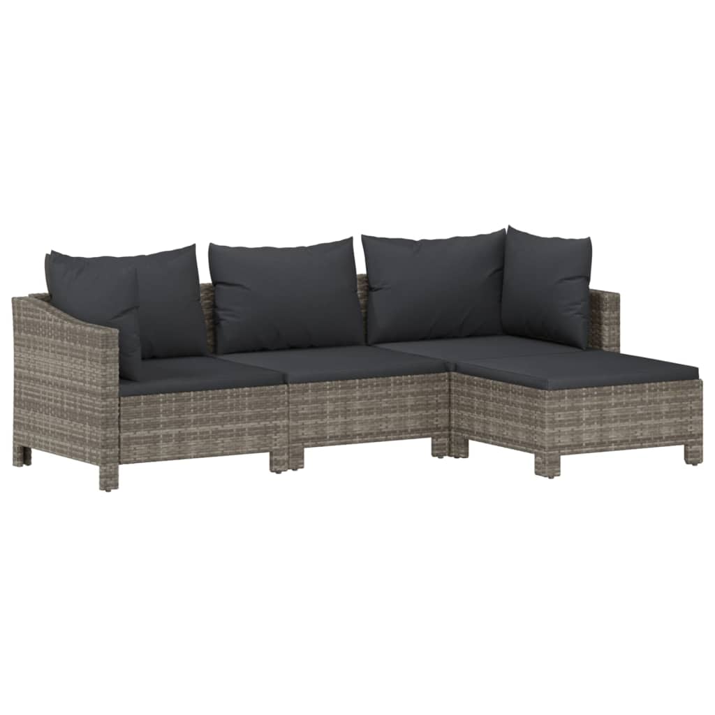 Set Divani da Giardino 7 pz con Cuscini in Polyrattan Grigio | homemem39