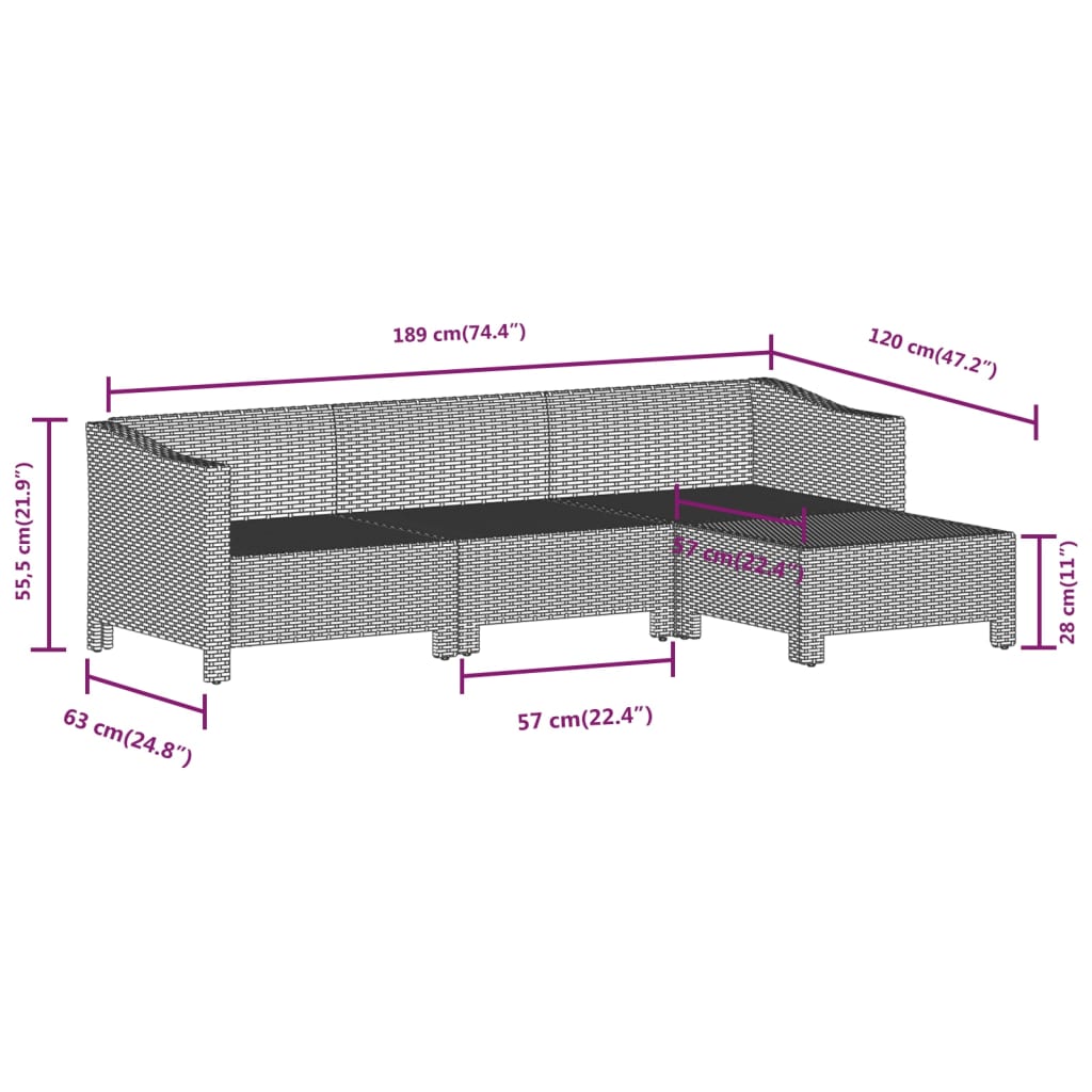 Set Divani da Giardino 7 pz con Cuscini in Polyrattan Grigio | homemem39
