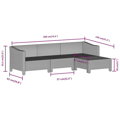 Set Divani da Giardino 7 pz con Cuscini in Polyrattan Grigio | homemem39