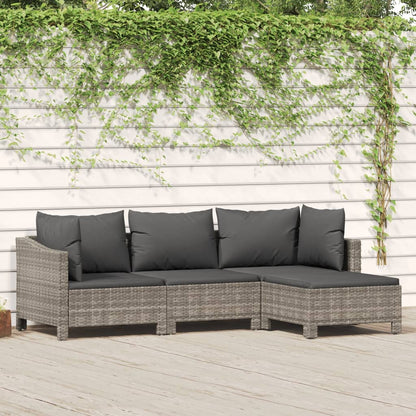 Set Divani da Giardino 4 pz con Cuscini in Polyrattan Grigio | homemem39