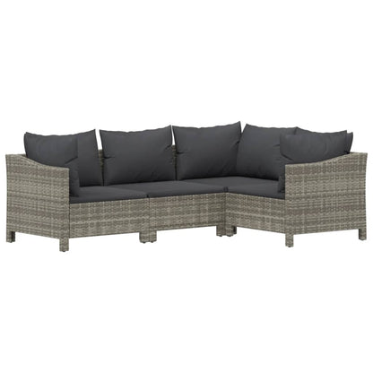 Set Divani da Giardino 4 pz con Cuscini in Polyrattan Grigio - homemem39