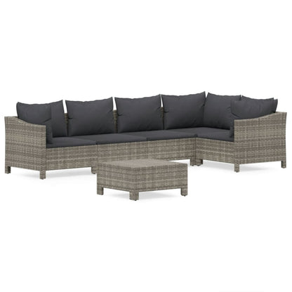 Set Divani da Giardino 6 pz con Cuscini in Polyrattan Grigio - homemem39