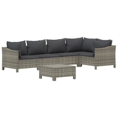 Set Divani da Giardino 6 pz con Cuscini in Polyrattan Grigio | homemem39