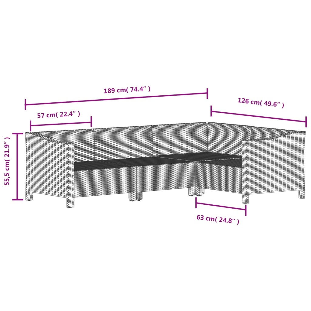 Set Divani da Giardino 6 pz con Cuscini in Polyrattan Grigio | homemem39