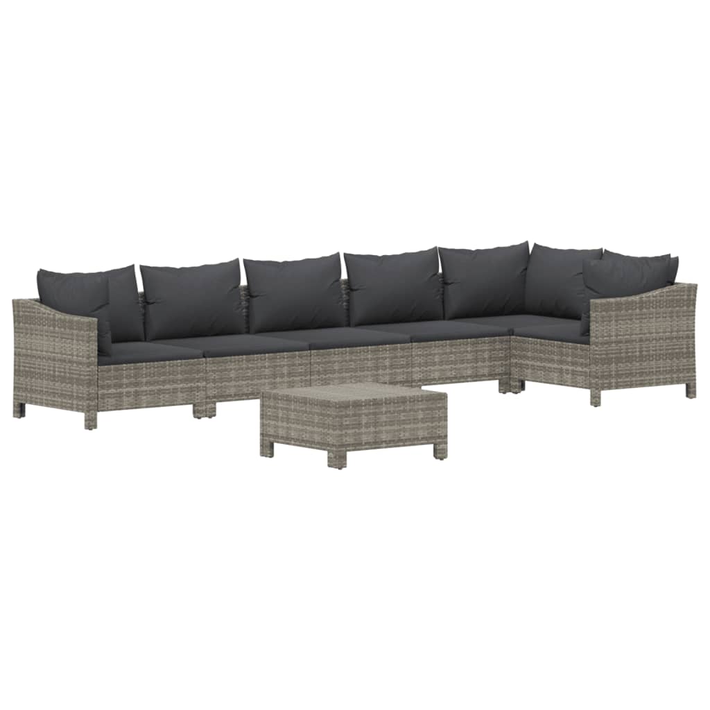 Set Divani da Giardino 7 pz con Cuscini in Polyrattan Grigio - homemem39