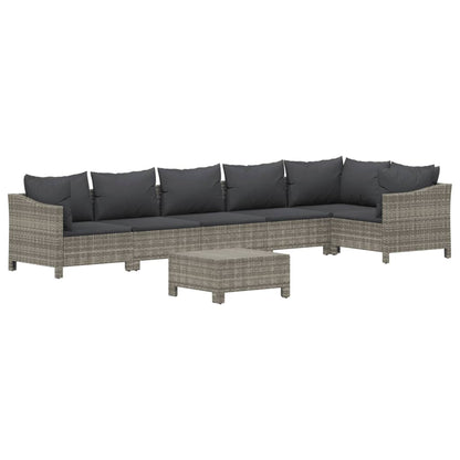 Set Divani da Giardino 7 pz con Cuscini in Polyrattan Grigio - homemem39