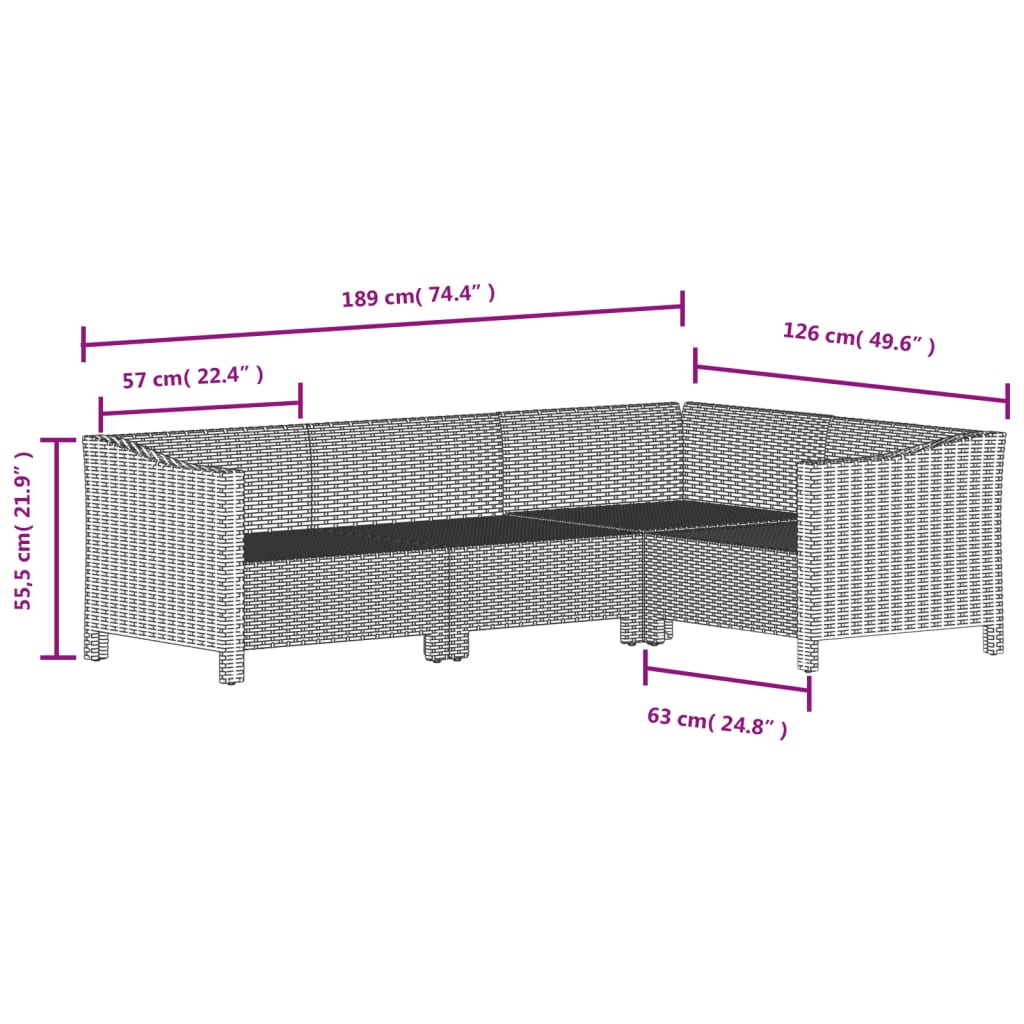 Set Divani da Giardino 6 pz con Cuscini in Polyrattan Grigio | homemem39