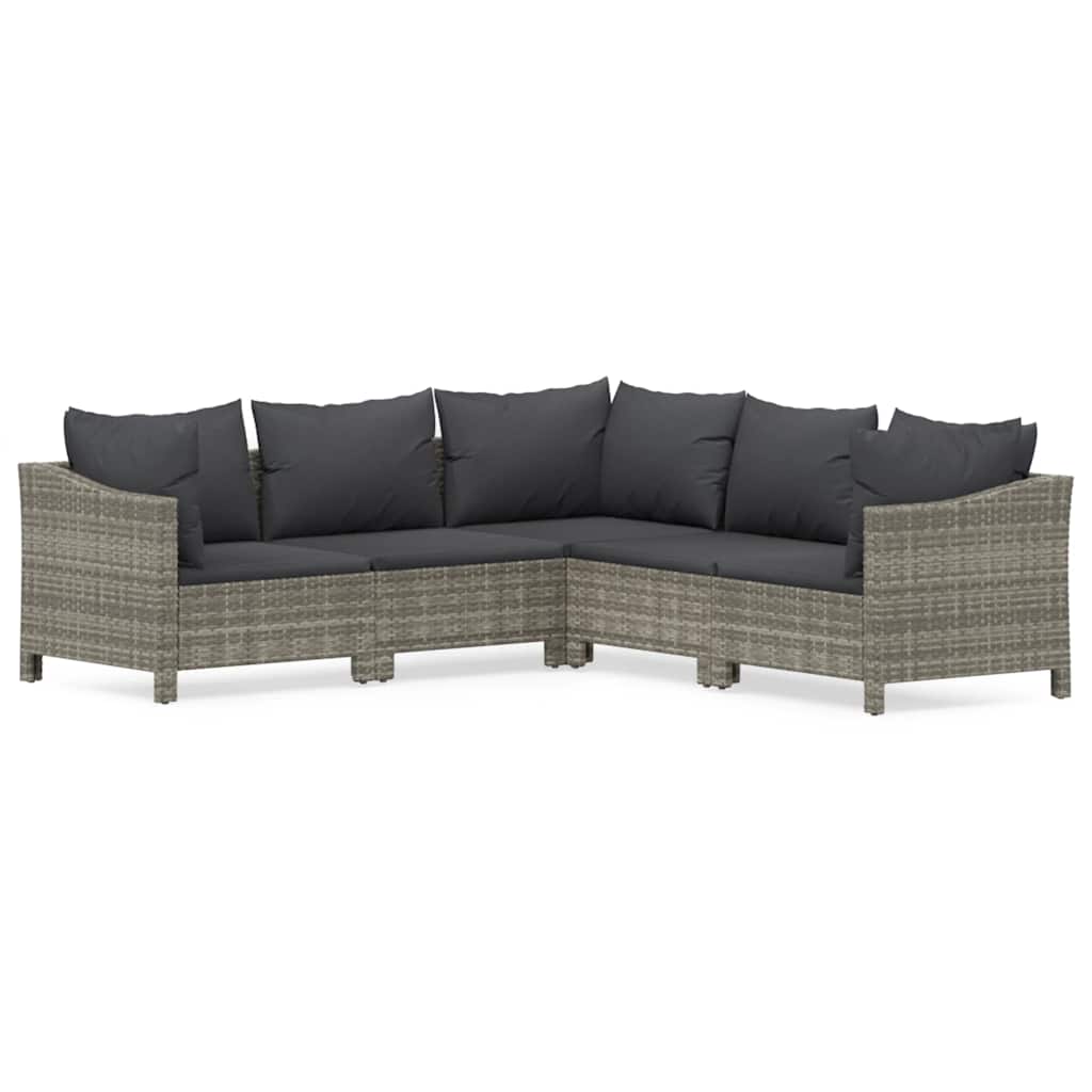Set Divani da Giardino 5 pz con Cuscini in Polyrattan Grigio | homemem39