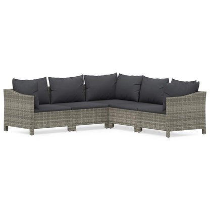 Set Divani da Giardino 5 pz con Cuscini in Polyrattan Grigio | homemem39