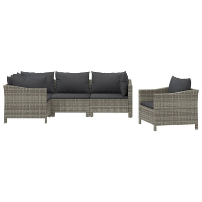 Set Divani da Giardino 5 pz con Cuscini in Polyrattan Grigio - homemem39