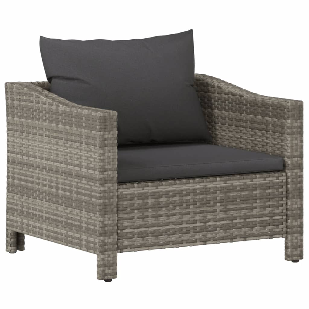 Set Divani da Giardino 7 pz con Cuscini in Polyrattan Grigio | homemem39
