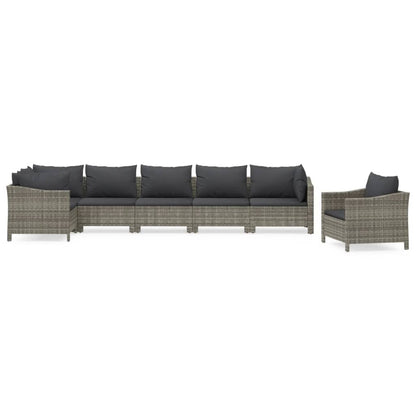 Set Divani da Giardino 7 pz con Cuscini in Polyrattan Grigio | homemem39