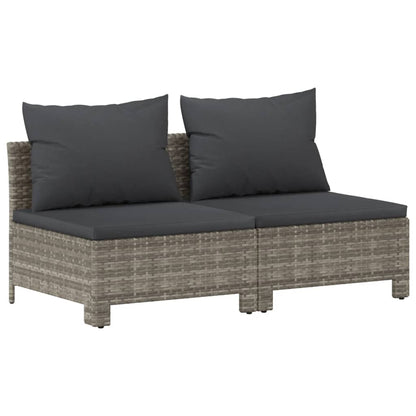 Set Divani da Giardino 7 pz con Cuscini in Polyrattan Grigio - homemem39
