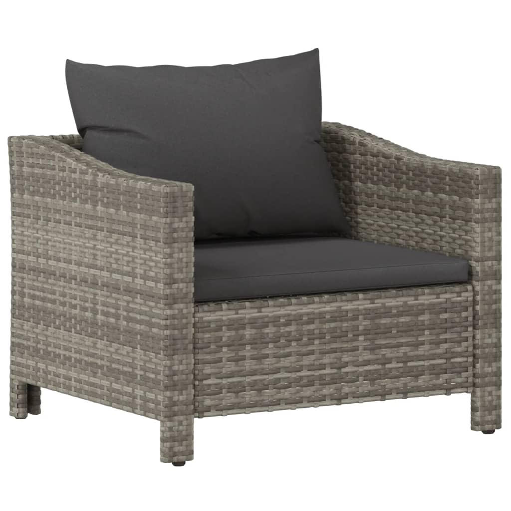 Set Divani da Giardino 7 pz con Cuscini in Polyrattan Grigio | homemem39