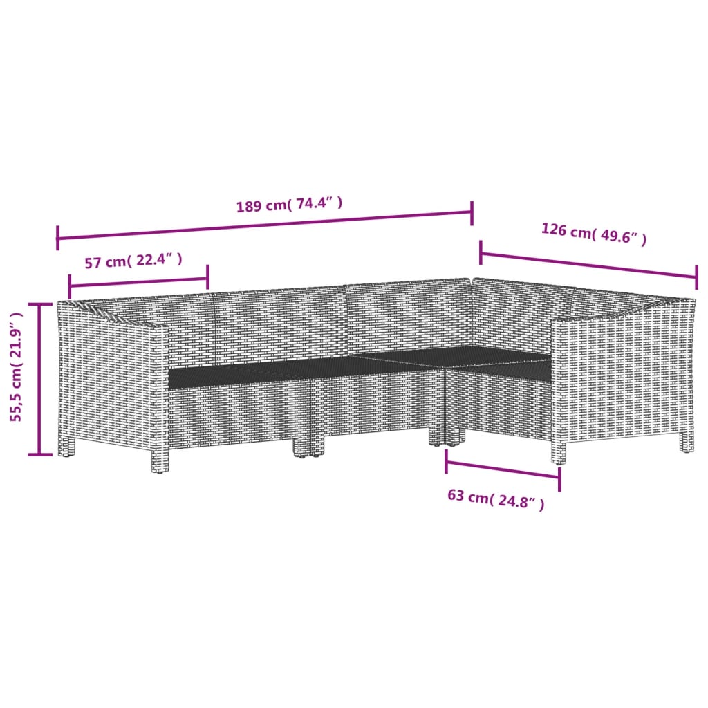 Set Divani da Giardino 7 pz con Cuscini in Polyrattan Grigio - homemem39
