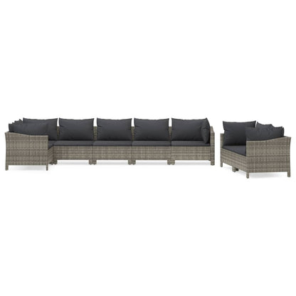 Set Divani da Giardino 8 pz con Cuscini in Polyrattan Grigio - homemem39