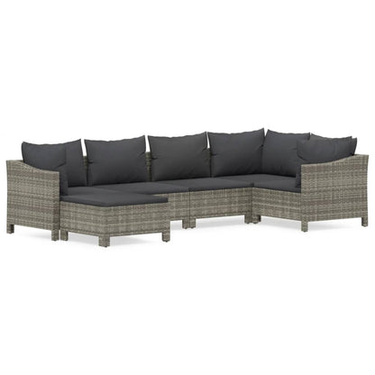 Set Divani da Giardino 6 pz con Cuscini in Polyrattan Grigio | homemem39