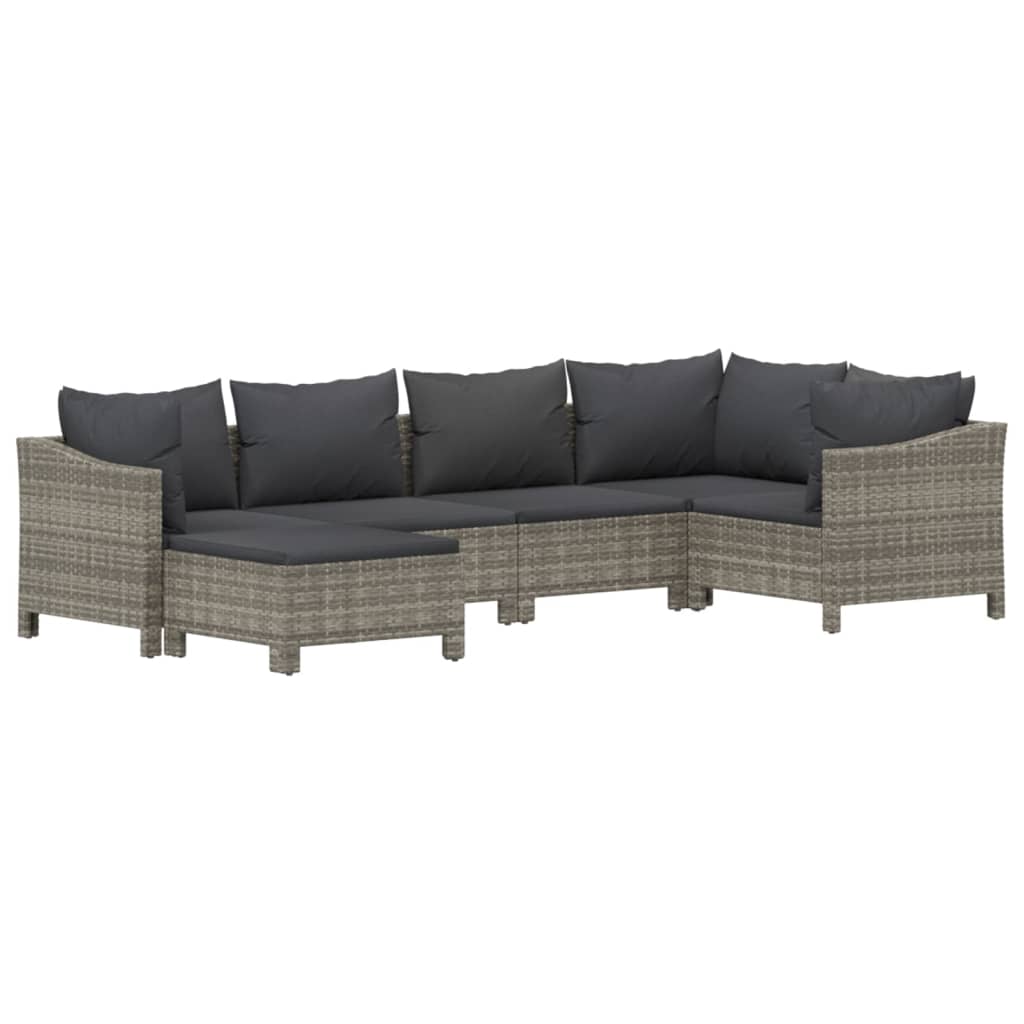 Set Divani da Giardino 6 pz con Cuscini in Polyrattan Grigio | homemem39