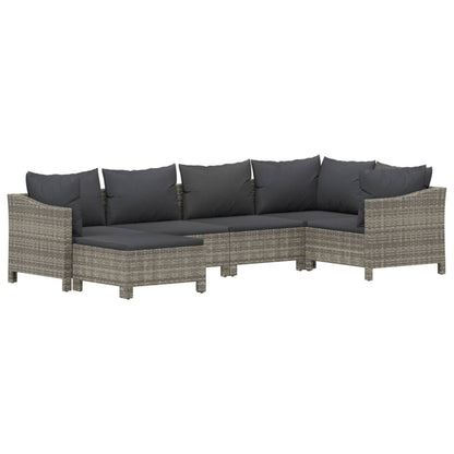 Set Divani da Giardino 6 pz con Cuscini in Polyrattan Grigio | homemem39