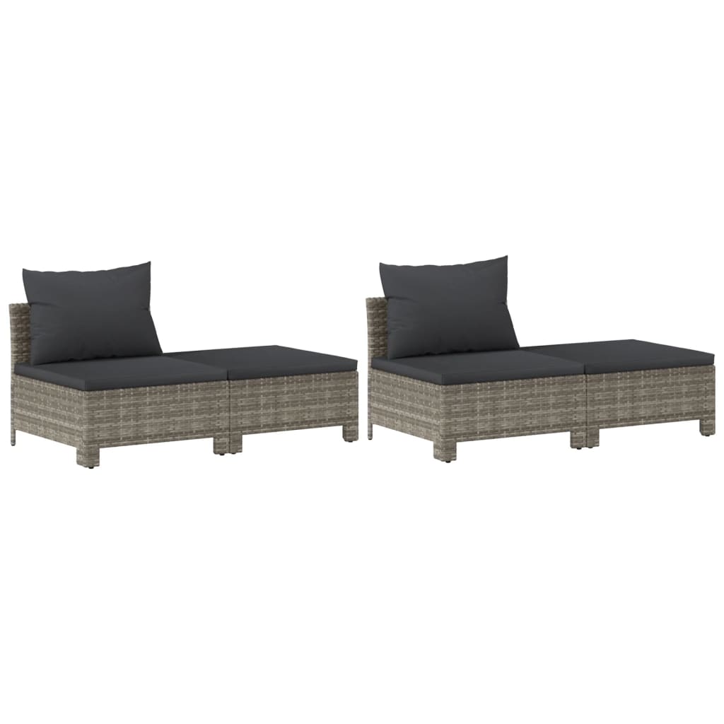 Set Divani da Giardino 8 pz con Cuscini in Polyrattan Grigio | homemem39