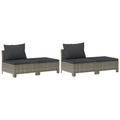 Set Divani da Giardino 8 pz con Cuscini in Polyrattan Grigio - homemem39