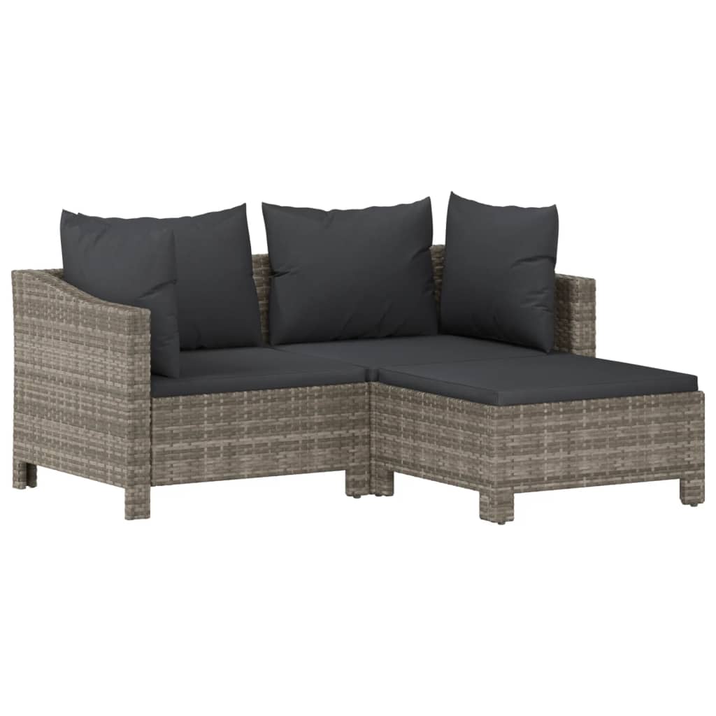 Set Divani da Giardino 6 pz con Cuscini in Polyrattan Grigio - homemem39